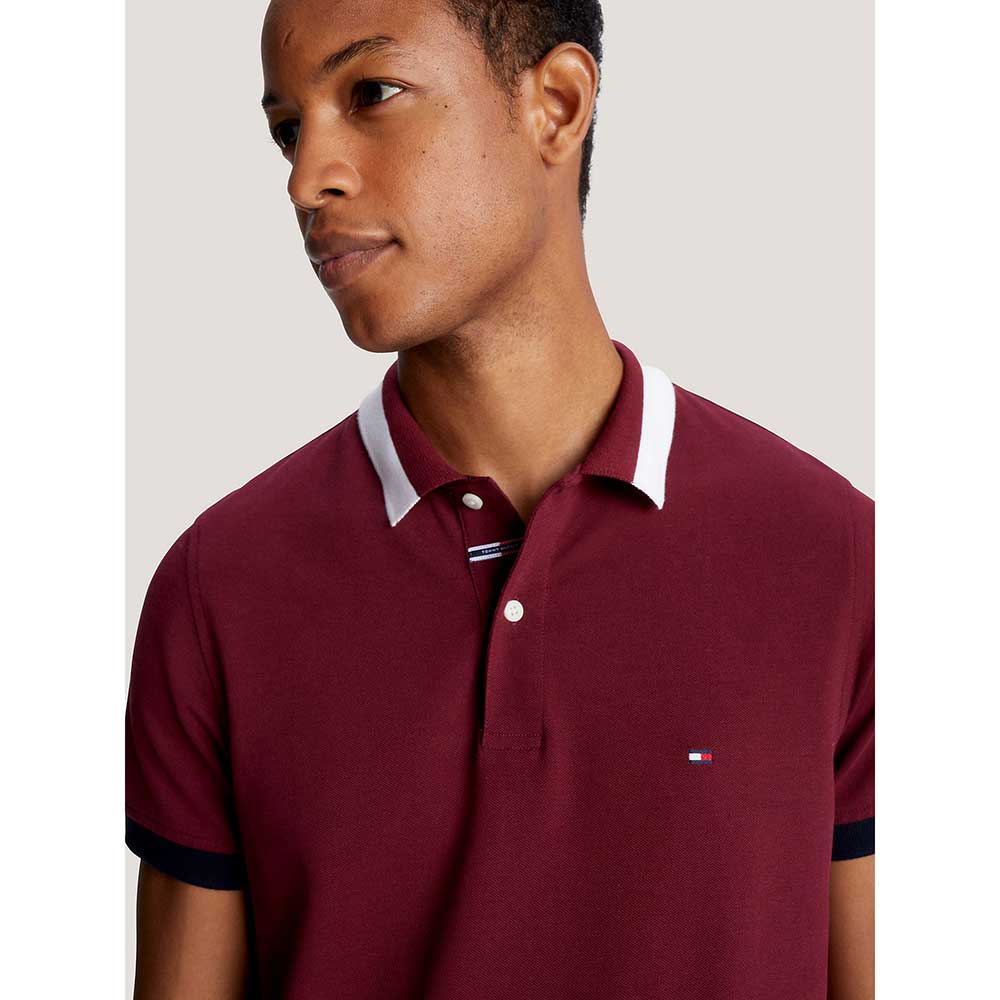 TOMMY HILFIGER Slim Fit Signature Tipped Polo - Wine,
