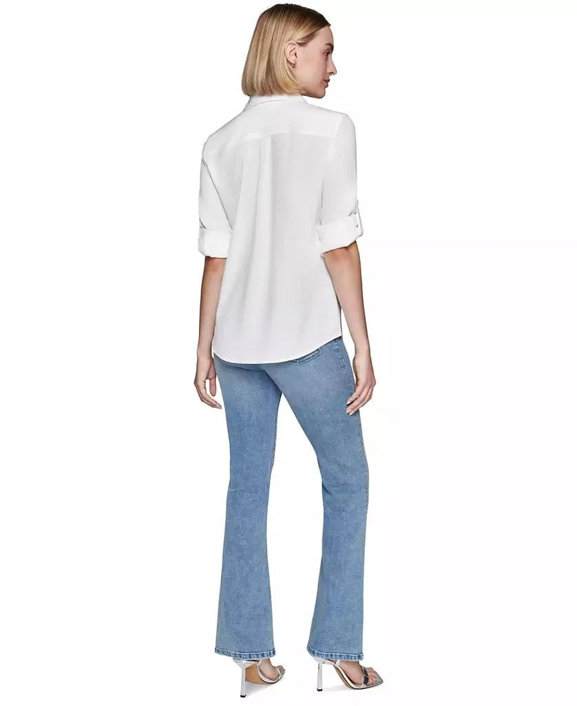 KARL LAGERFELD PARIS Women's Chain-Printed Button-Front Top, Regular & Petite