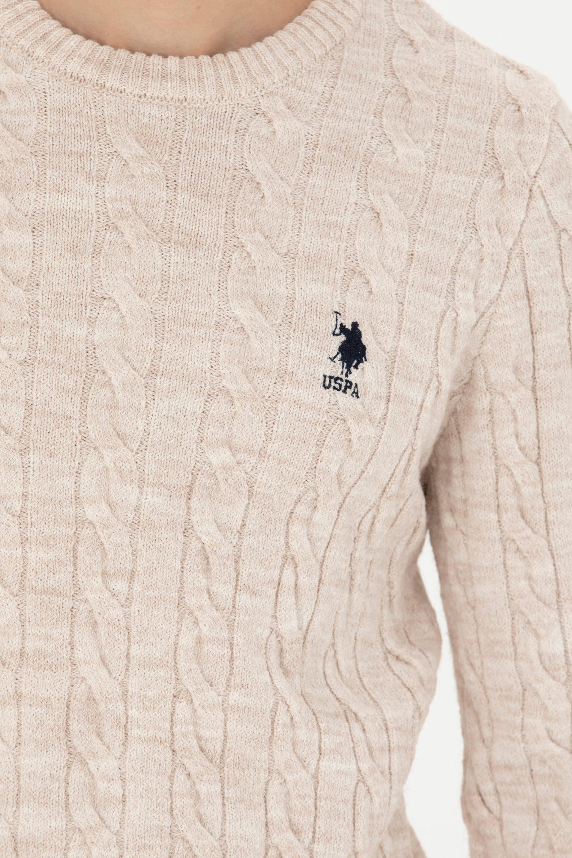 US. POLO ASSN Men's Cream Melange Sweater