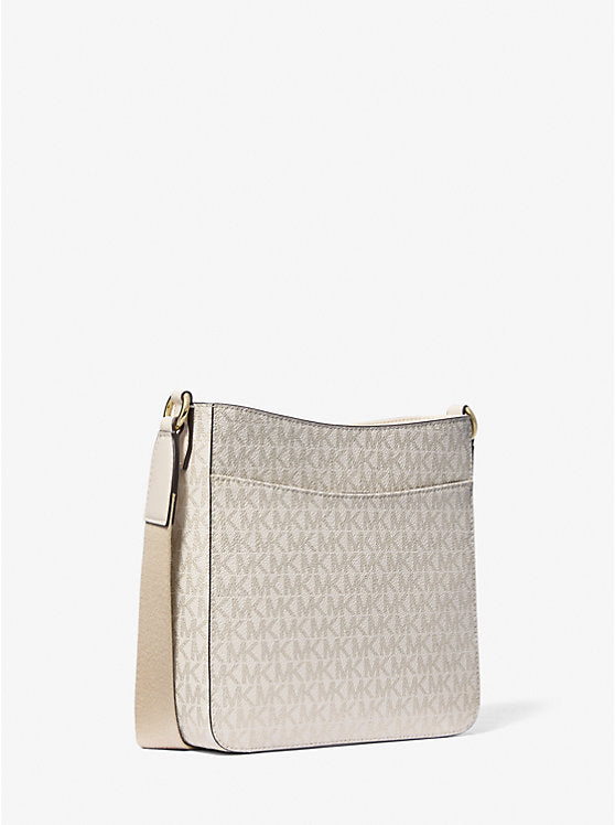 MICHAEL KORS Jet Set Travel Small Signature Logo and Metallic Messenger Bag