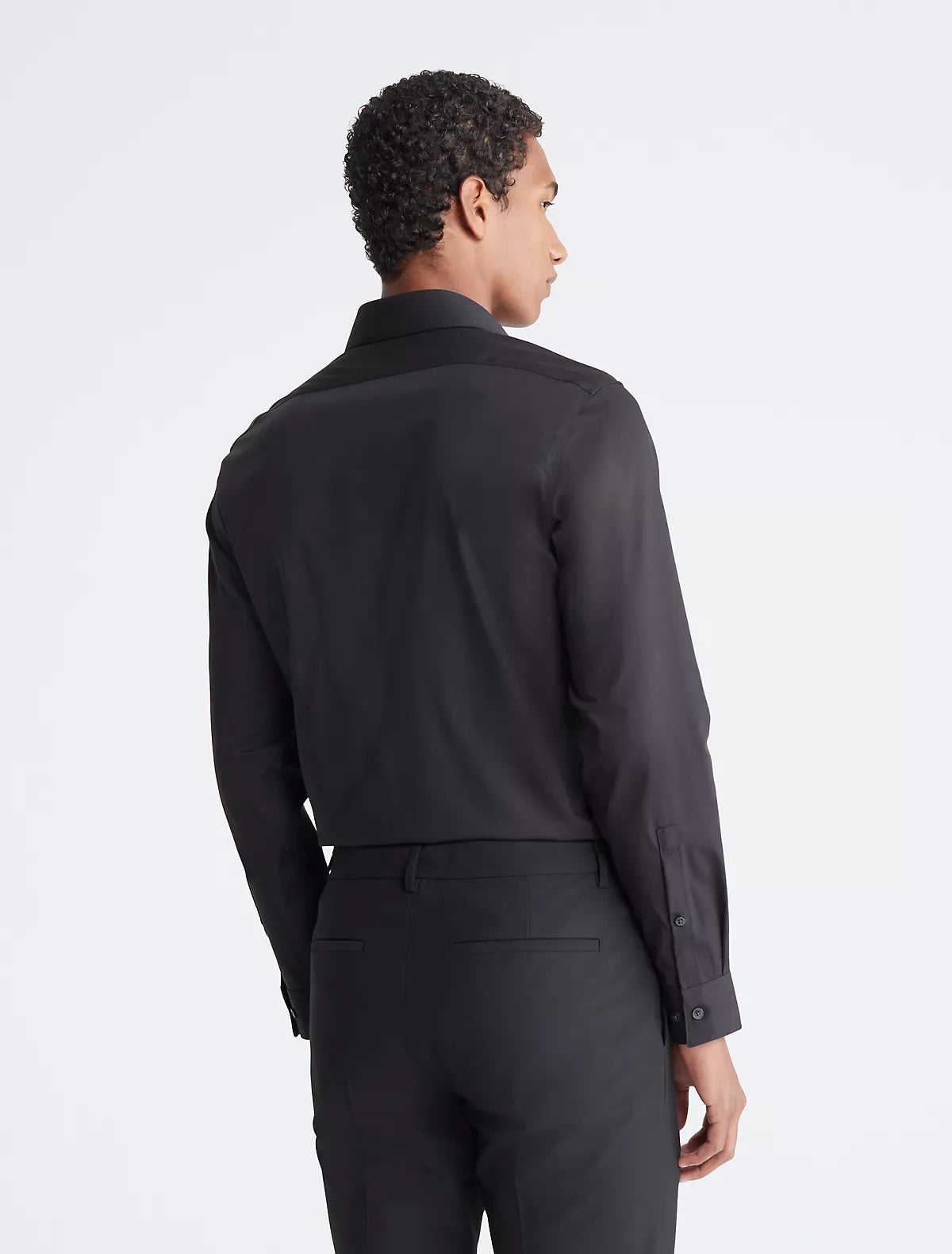 CALVIN KLEIN Cotton Herringbone Slim Fit Dress Shirt