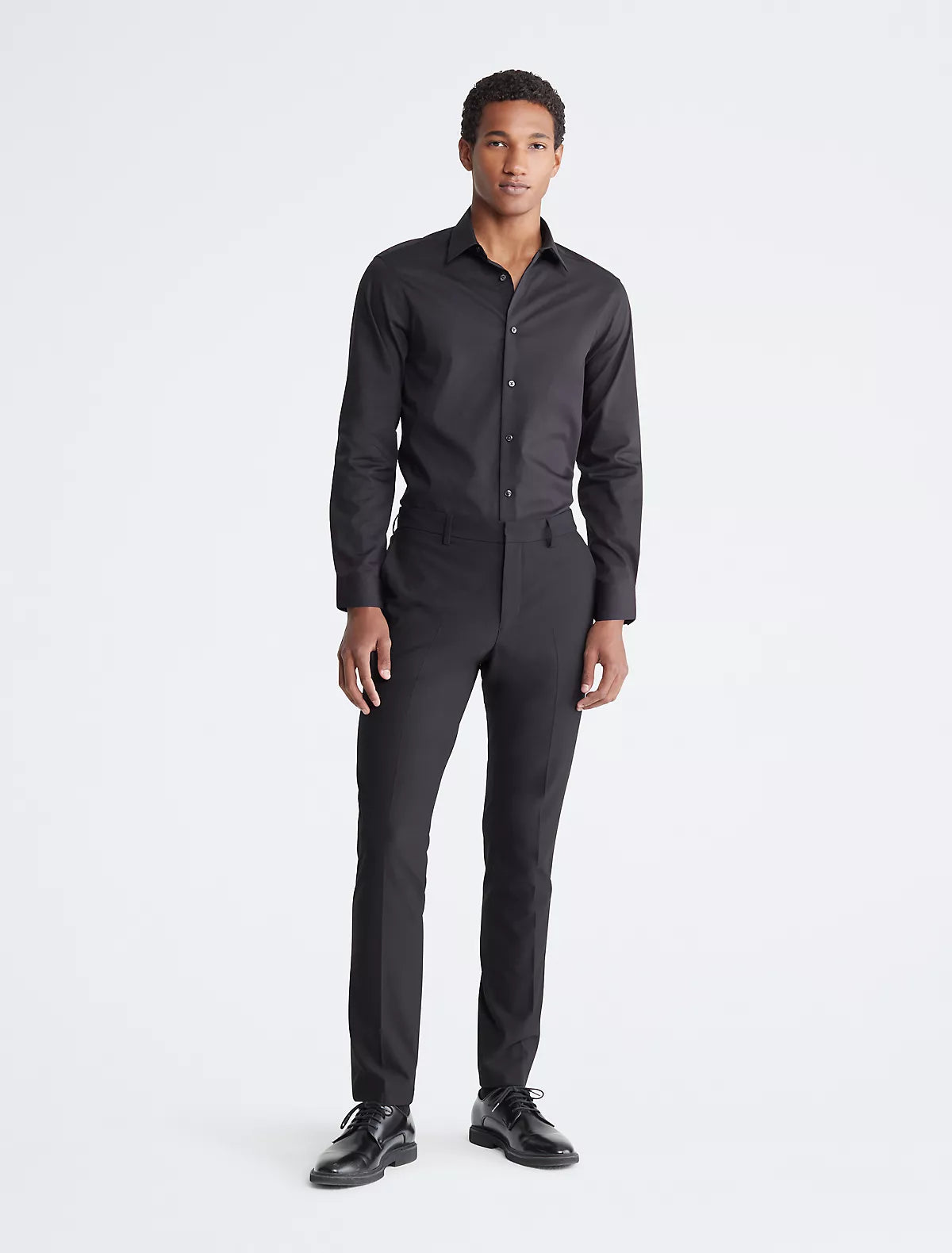 CALVIN KLEIN Cotton Herringbone Slim Fit Dress Shirt