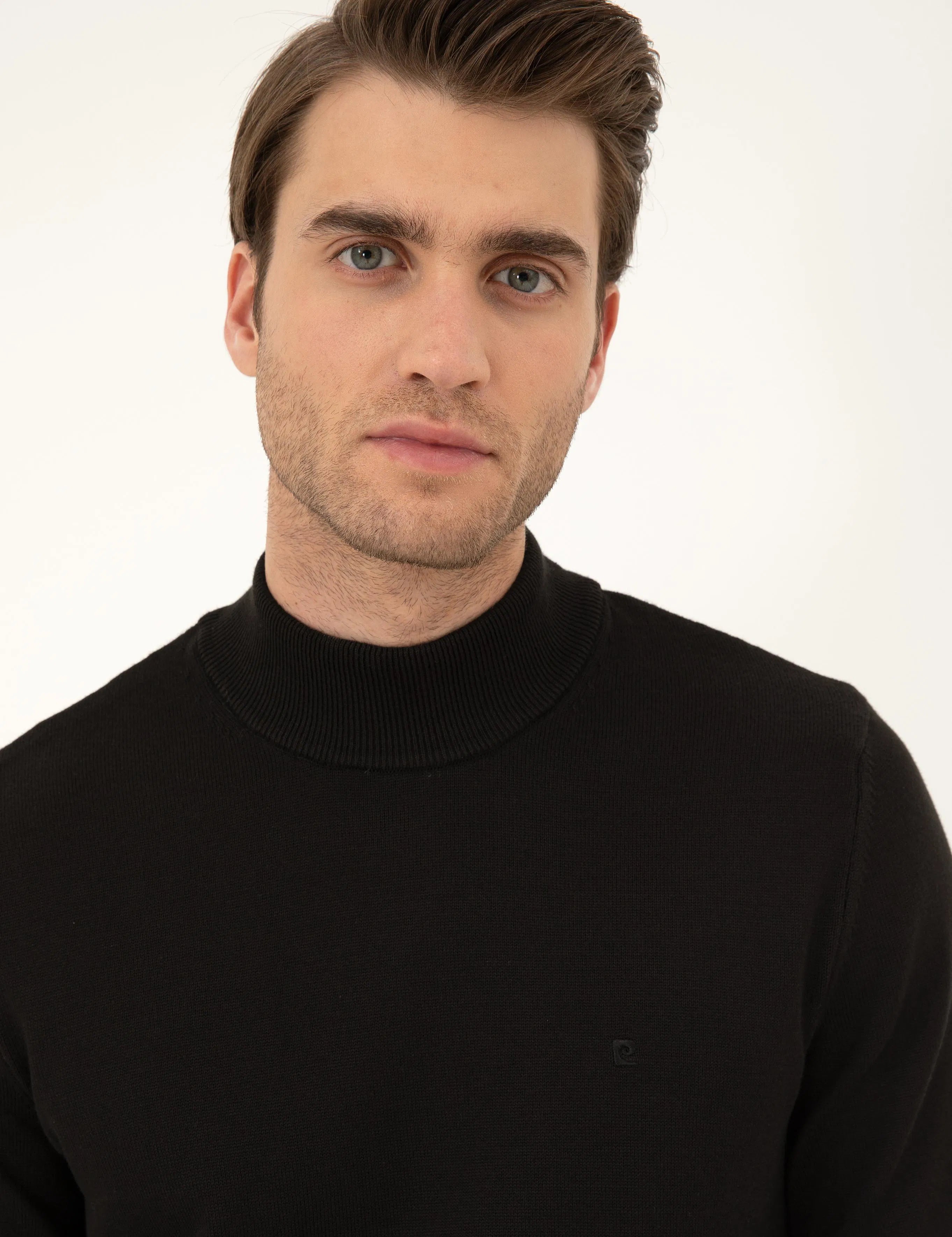 PIERRE CARDIN Anthracite Melange Slim Fit Half Turtleneck Basic Knitwear Sweater