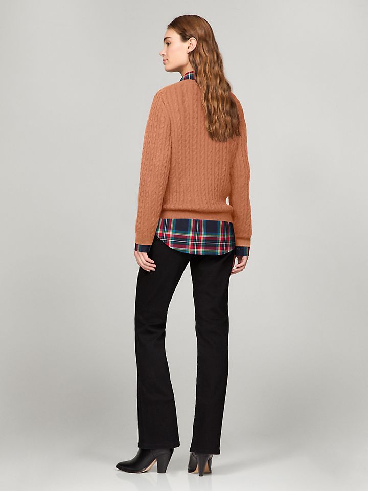 TOMMY HILFIGER Cable-knit wool blend V-neck sweater