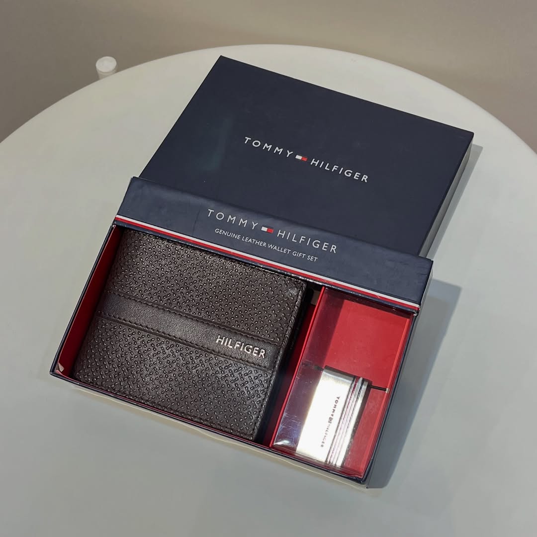TOMMY HILFIGER Genuine Leather Wallet Gift Set