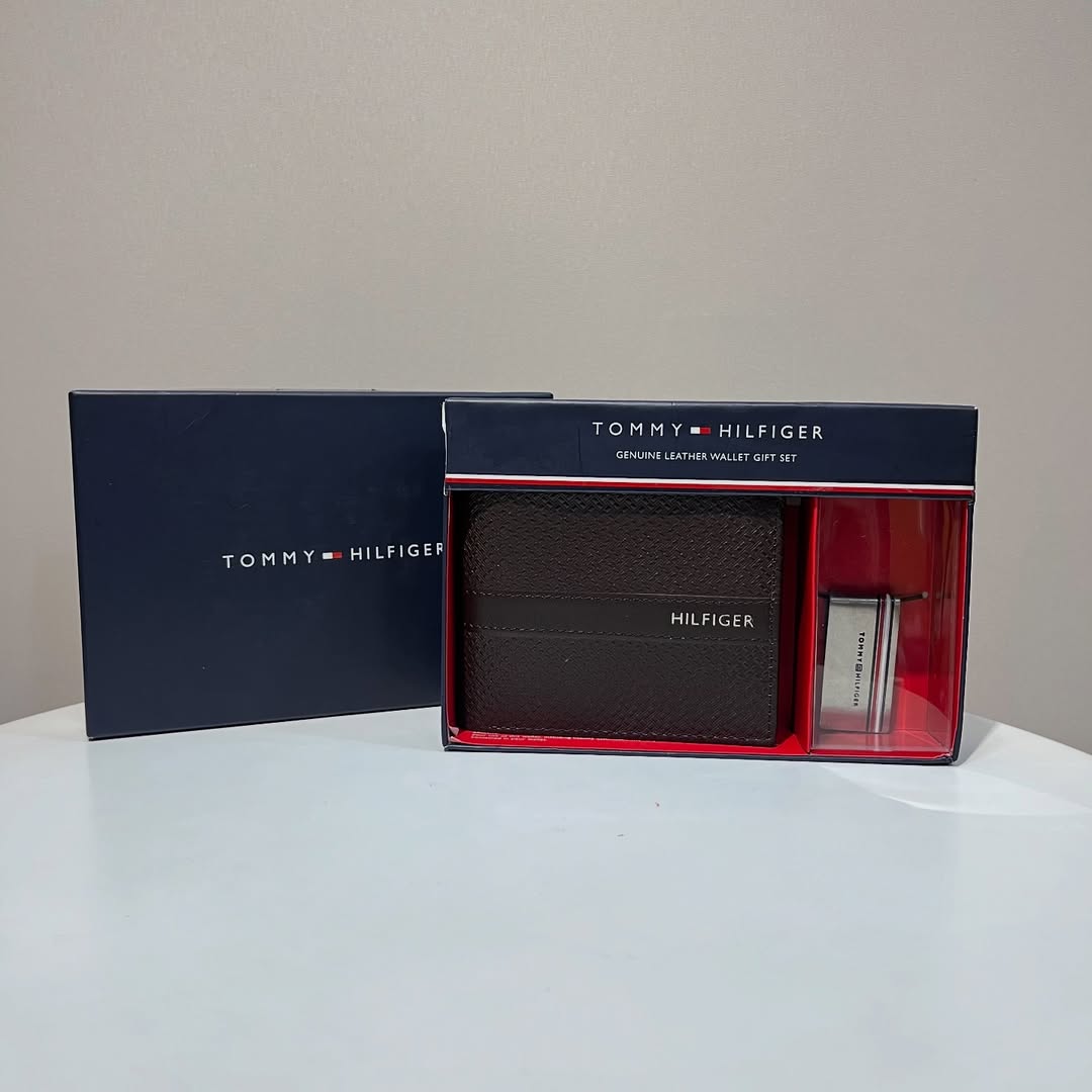 TOMMY HILFIGER Genuine Leather Wallet Gift Set