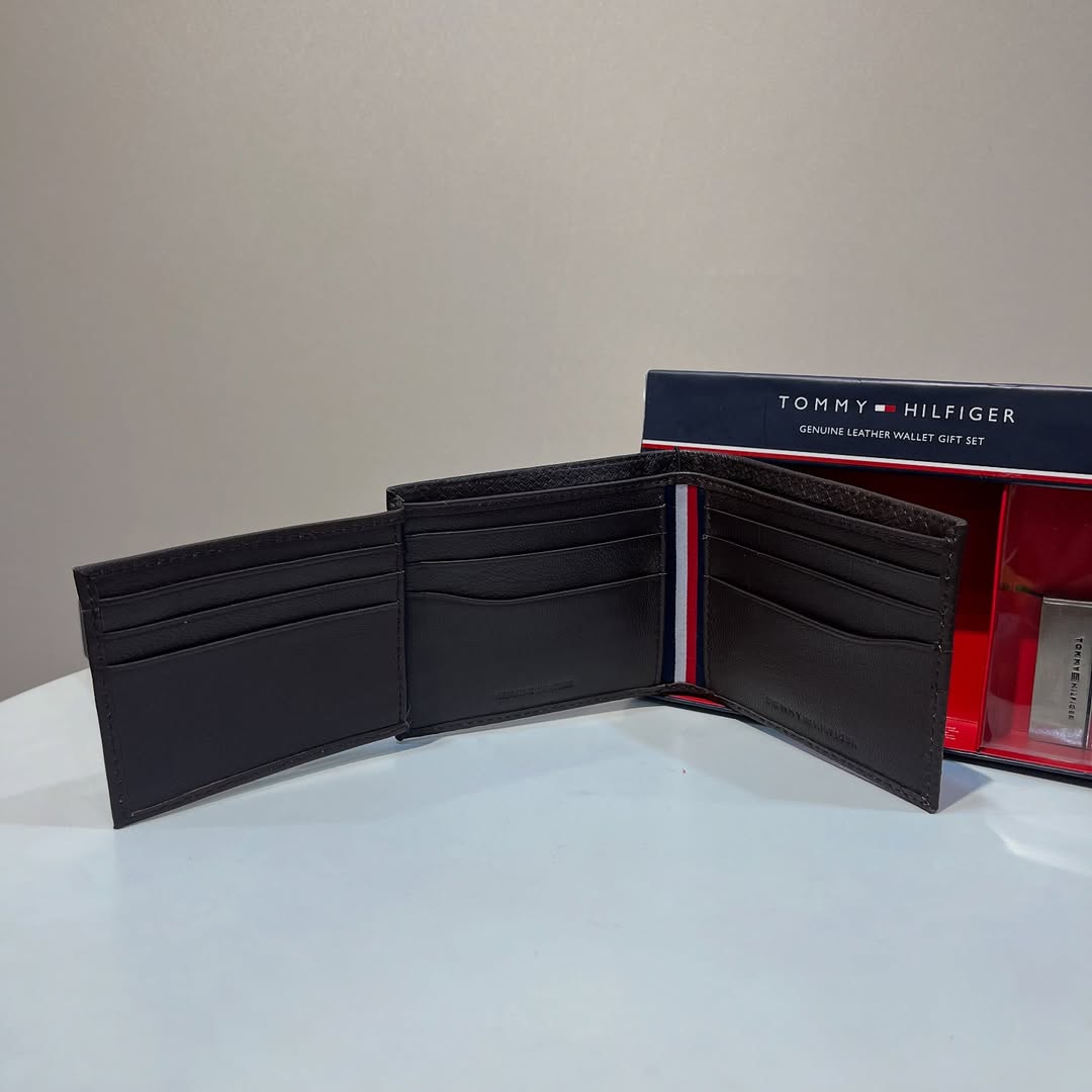 TOMMY HILFIGER Genuine Leather Wallet Gift Set
