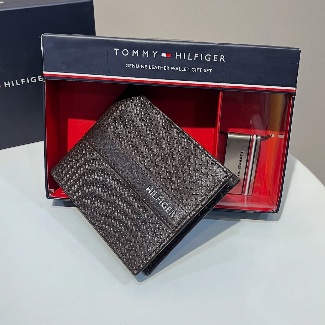 TOMMY HILFIGER Genuine Leather Wallet Gift Set