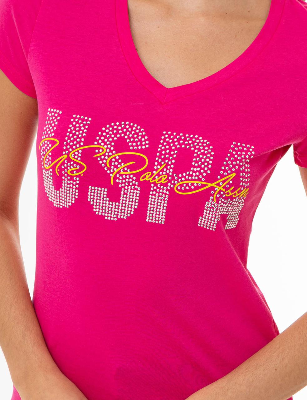 US. POLO ASSN. Women’s V-Neck T-Shirt – Hot Pink