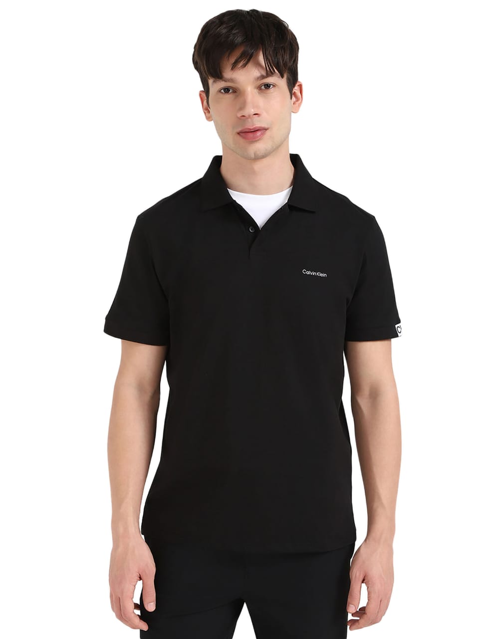 CALVIN KLEIN Black Solid Regular Fit Polo T-Shirt