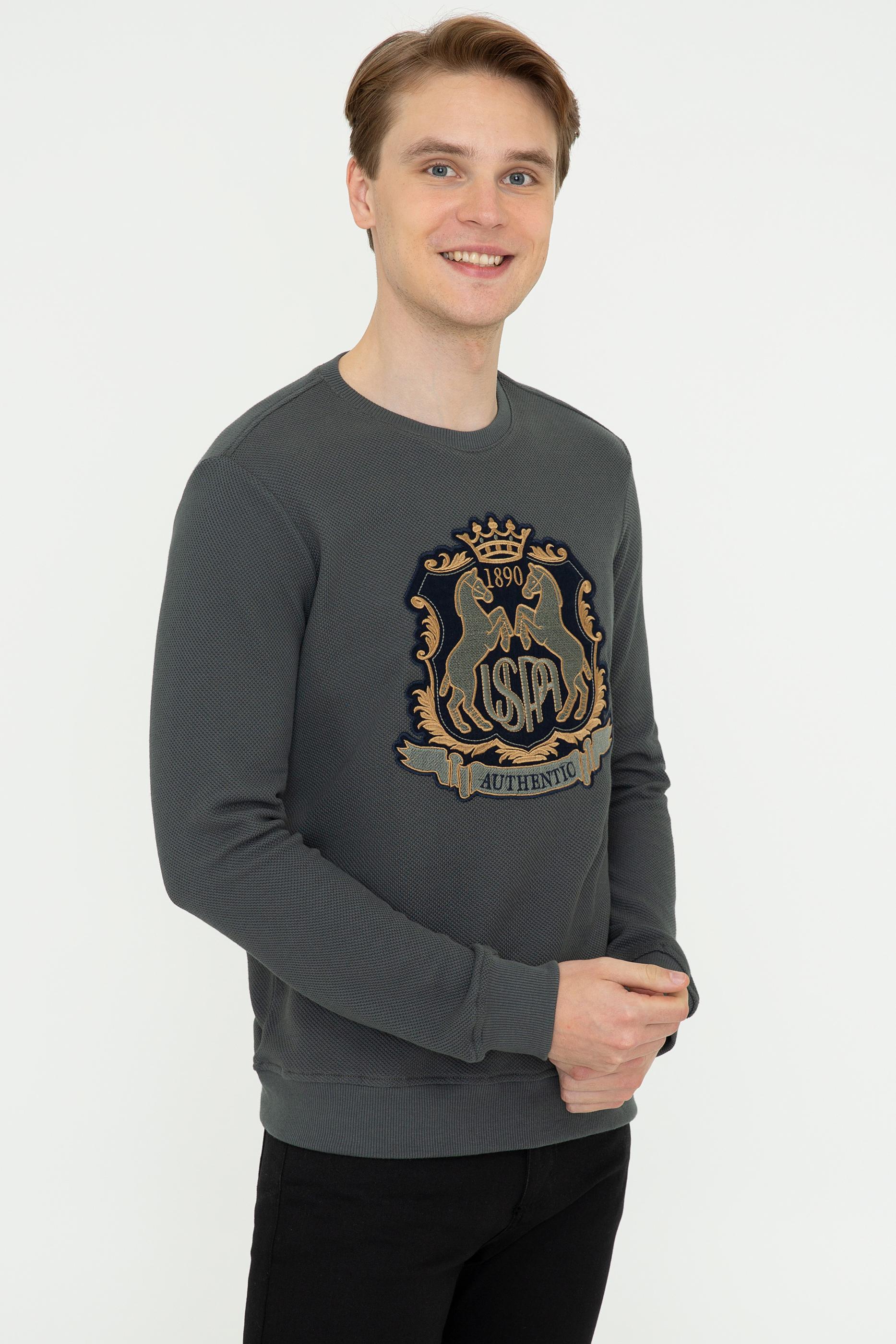 US. POLO ASSN Men's Anthracite Crew Neck Sweatshirt
