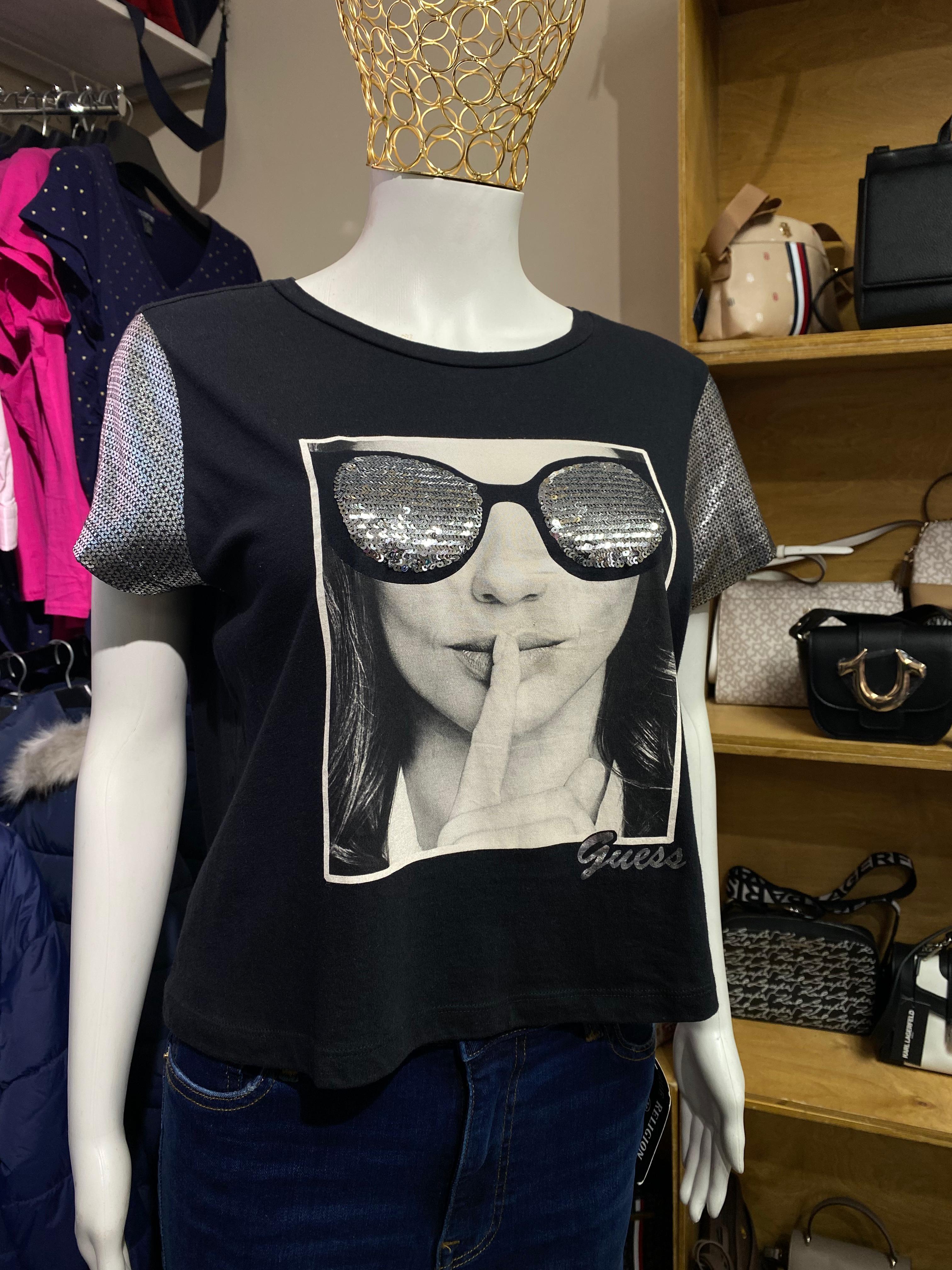 GUESS Sequin Sunglasses Graphic T-Shirt