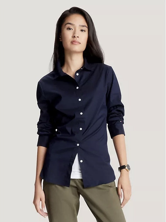 TOMMY HILFIGER Slim Fit Solid Shirt In Dark Sable