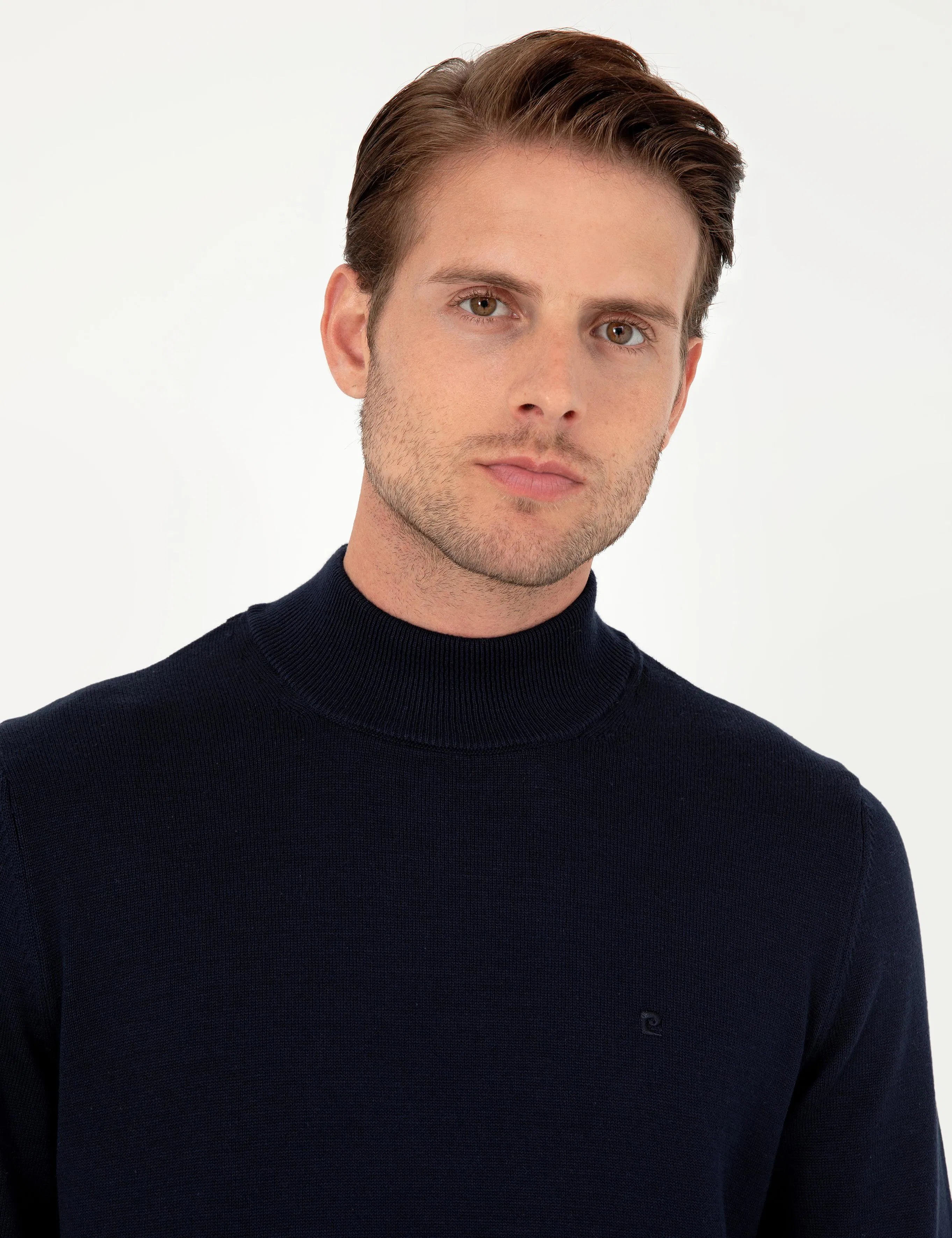 PIERRE CARDIN Anthracite Melange Slim Fit Half Turtleneck Basic Knitwear Sweater