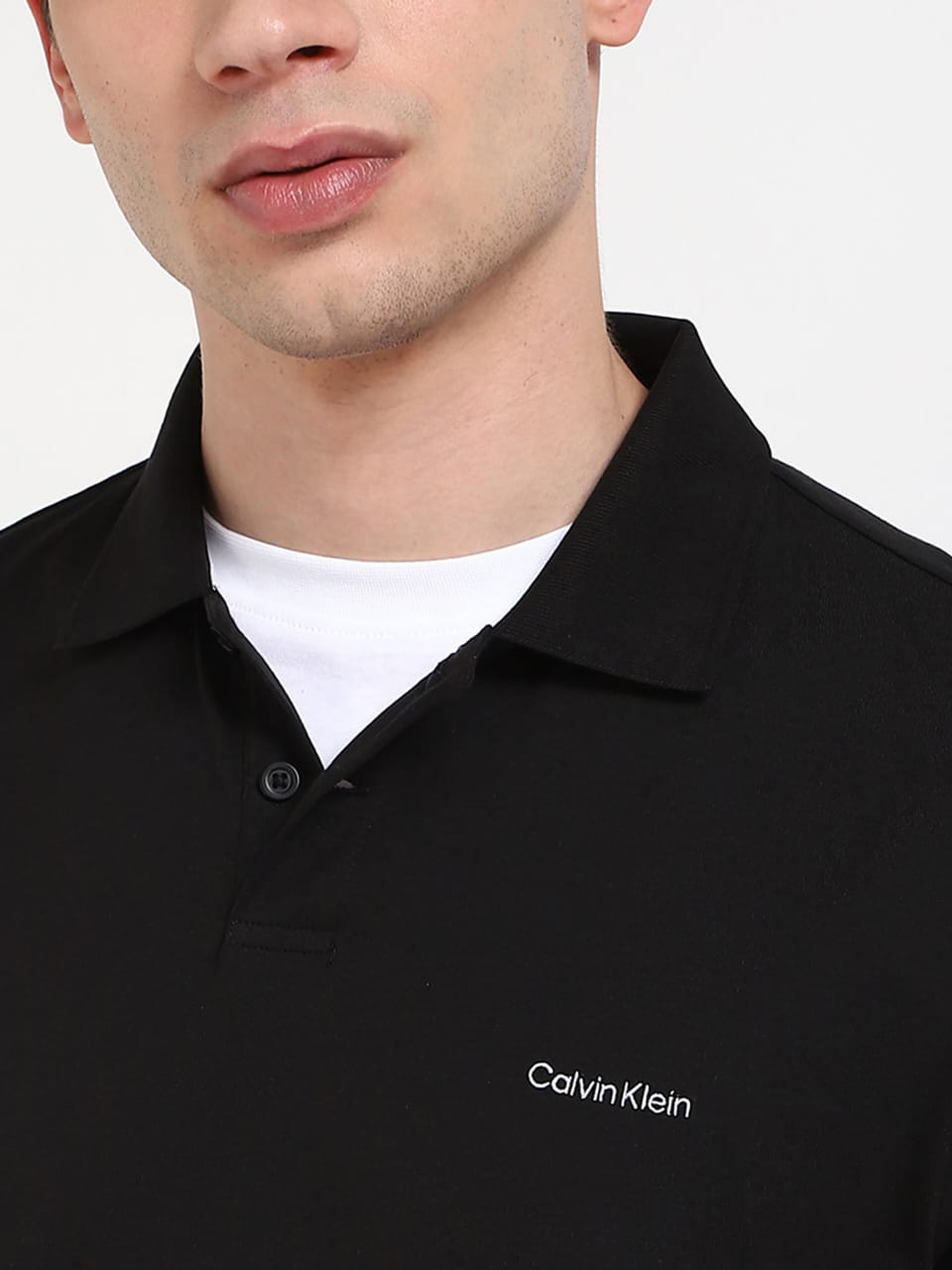 CALVIN KLEIN Black Solid Regular Fit Polo T-Shirt