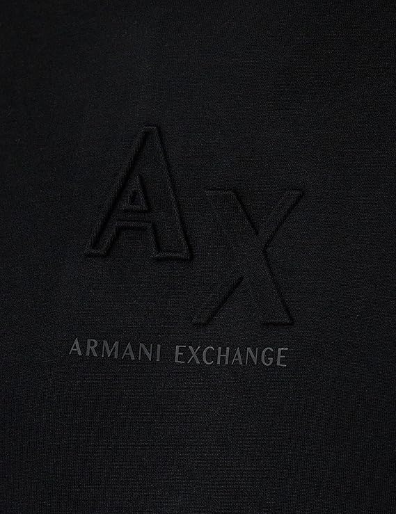 ARMANI EXCHANGE Men's Hooded Neck Embossed Logo Front Sweatshirt Hoodie