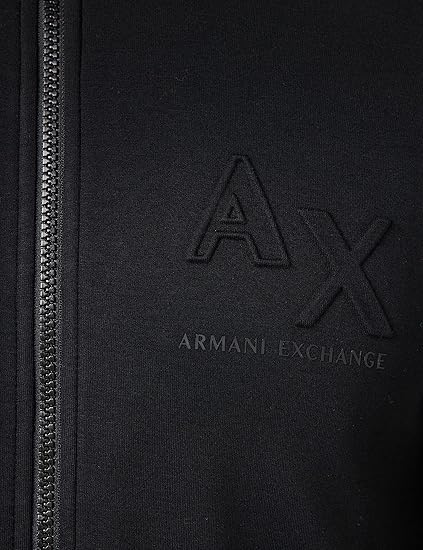 ARMANI EXCHANGE Men's Embossed Logo on Front, Zip-trhough, Front Pockets Cardigan sweater