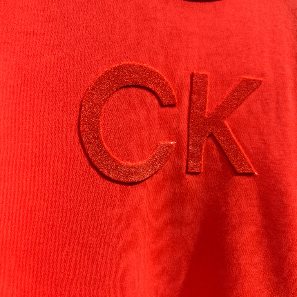 CALVIN KLEIN PERFORMANCE OVER SIZE LOGO FLEECE CREWNECK