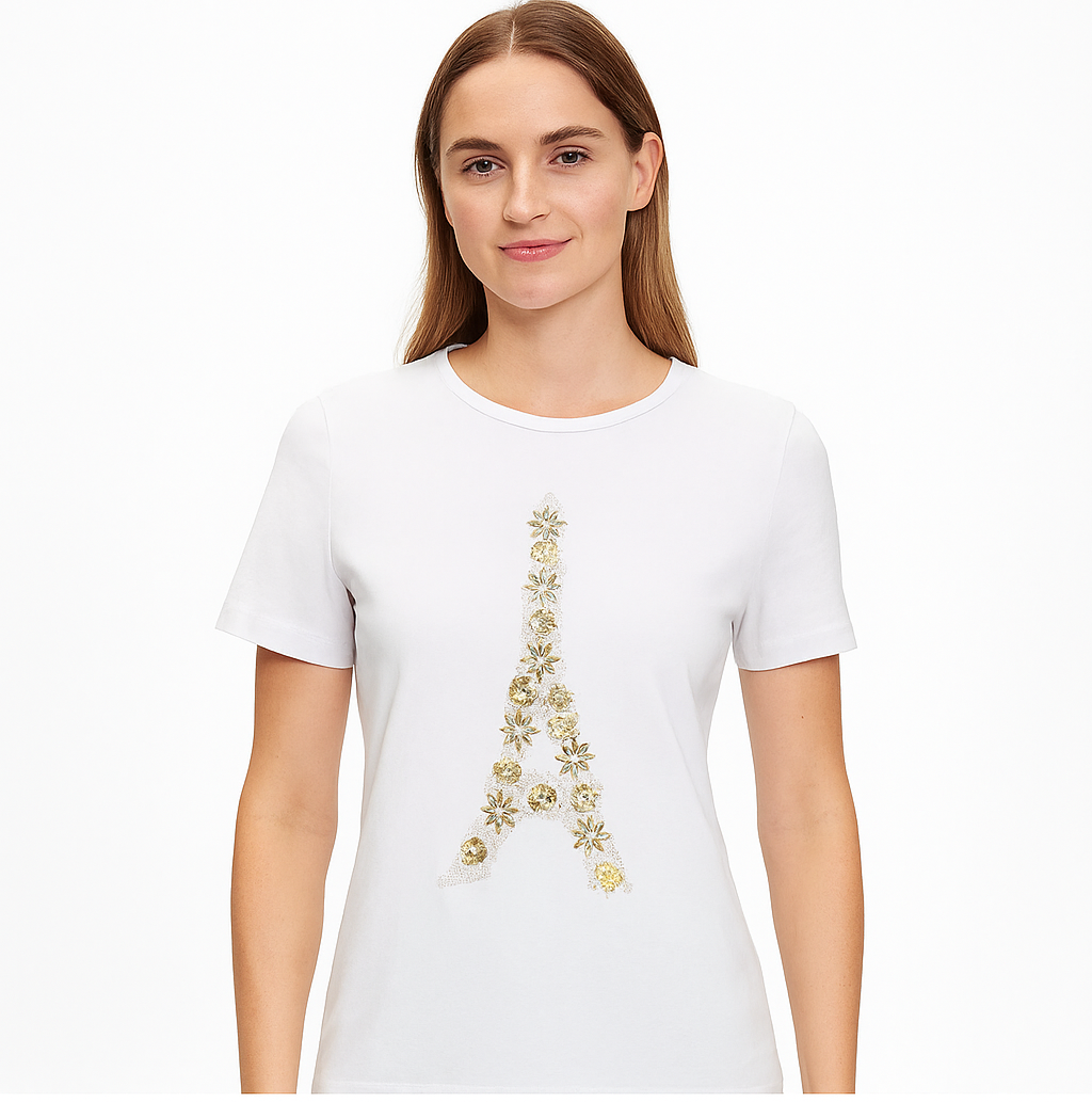 KARL LAGERFELD PARIS Paris Bloom Embellished T-Shirt