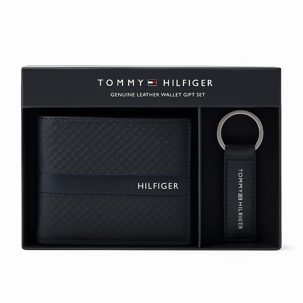 TOMMY HILFIGER Genuine Leather Wallet Gift Set