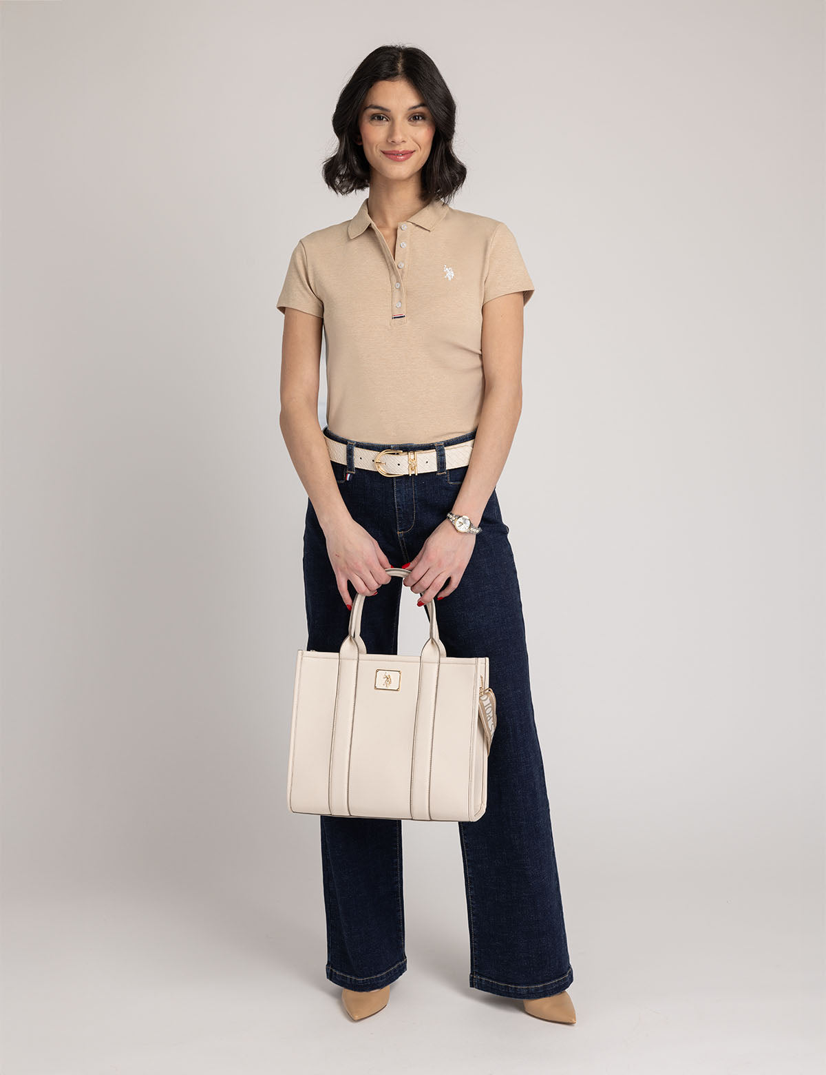 USPA BOX TOTE WITH CROSSBODY STRAP