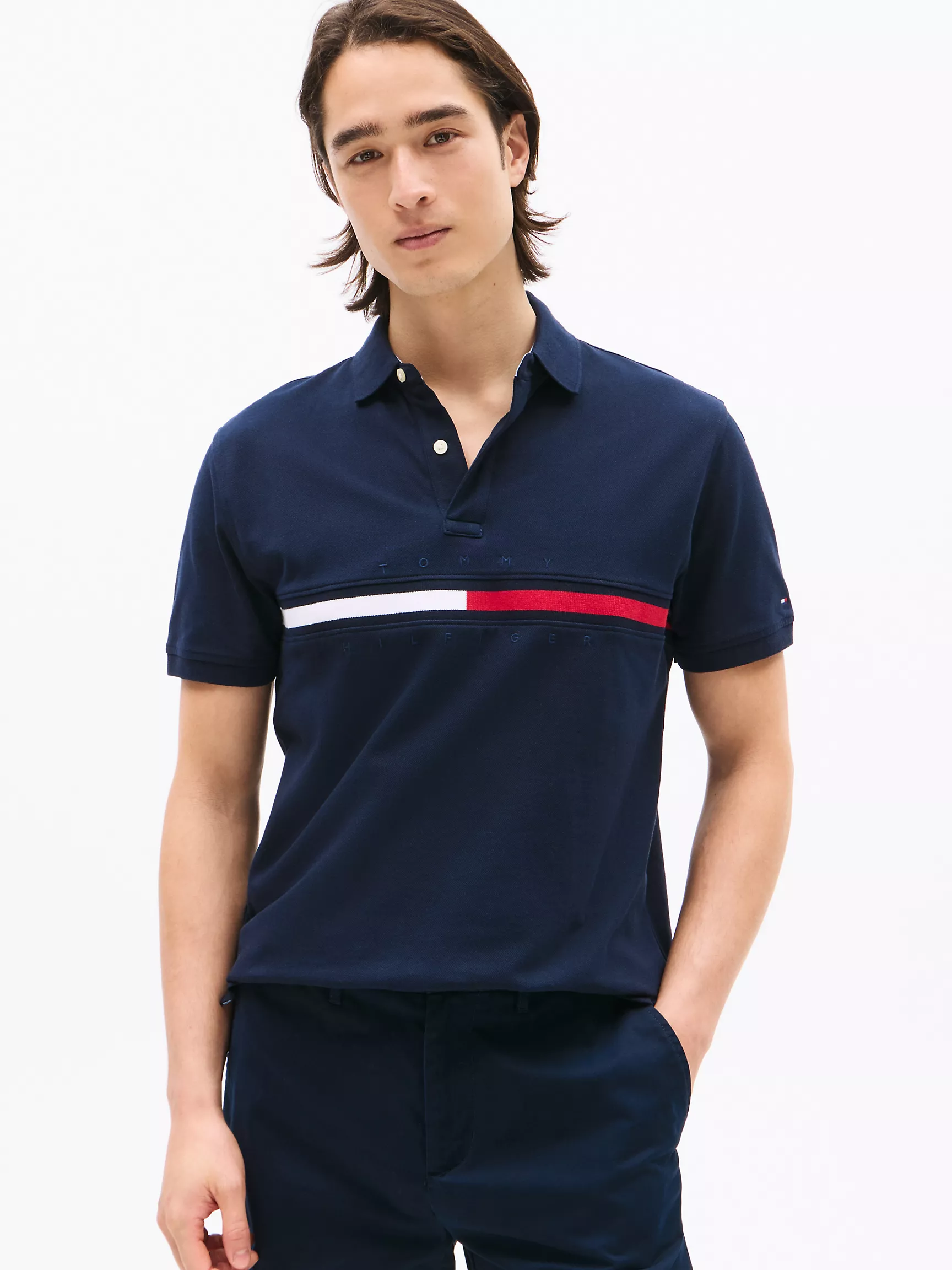 TOMMY HILFIGER Embroidered Stripe Regular Fit Polo