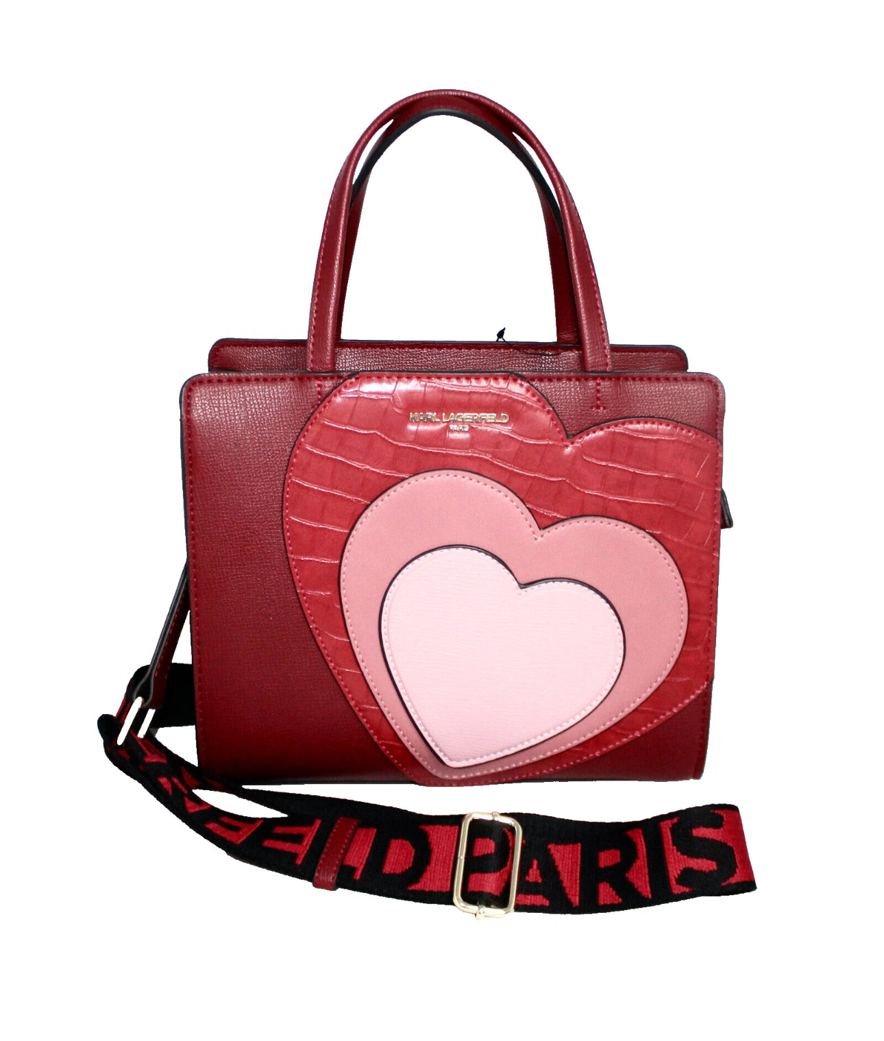 Karl Lagerfeld Paris Multi Heart Satchel Love Red Crossbody Hearts Satchel