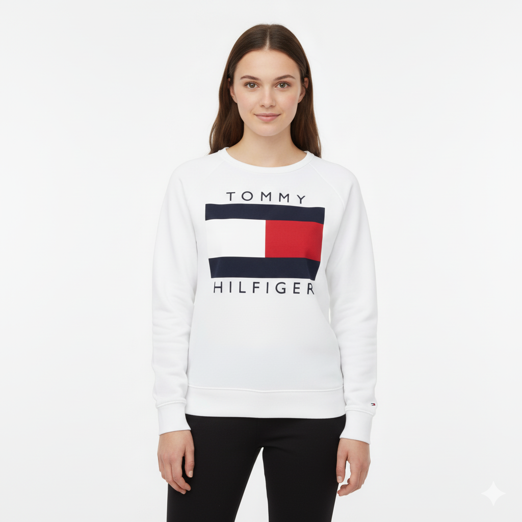 TOMMY HILFIGER Iconic Flag Logo Crewneck Sweatshirt