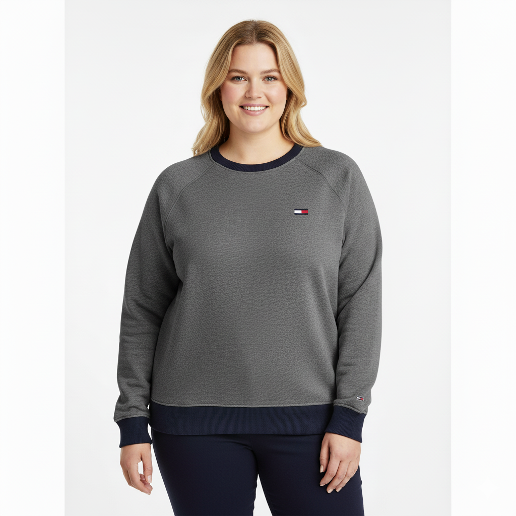 TOMMY HILFIGER Relaxed Fit Sweatshirt with Small Flag Logo and Contrast Trim