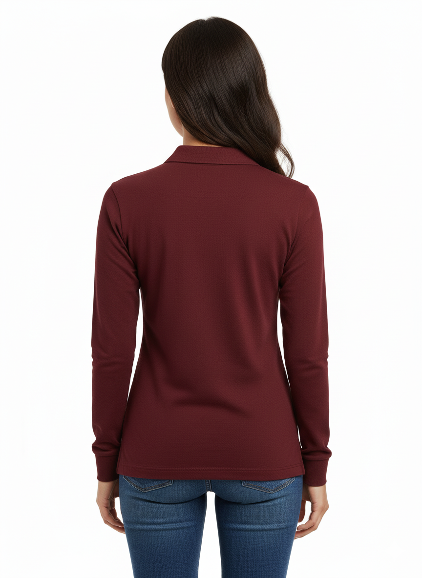 TOMMY HILFIGER Women's Long-Sleeve Open Placket Cotton Polo