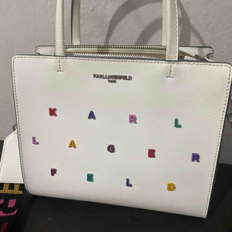 KARL LAGERFELD Paris Women’s White Leather Tote Bag