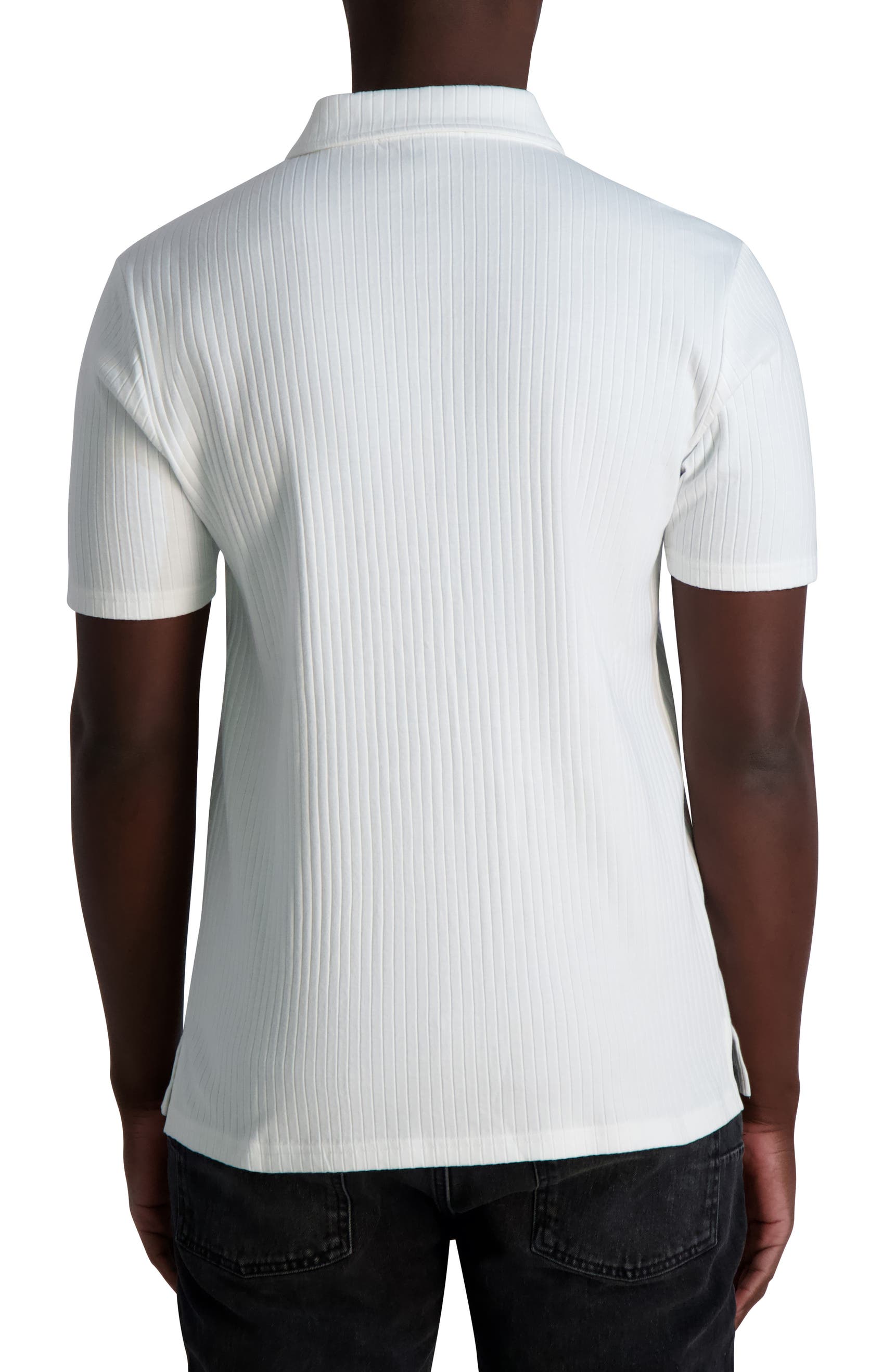 KARL LAGERFELD PARIS RIBBED DROP NEEDLE POLO SHIRT