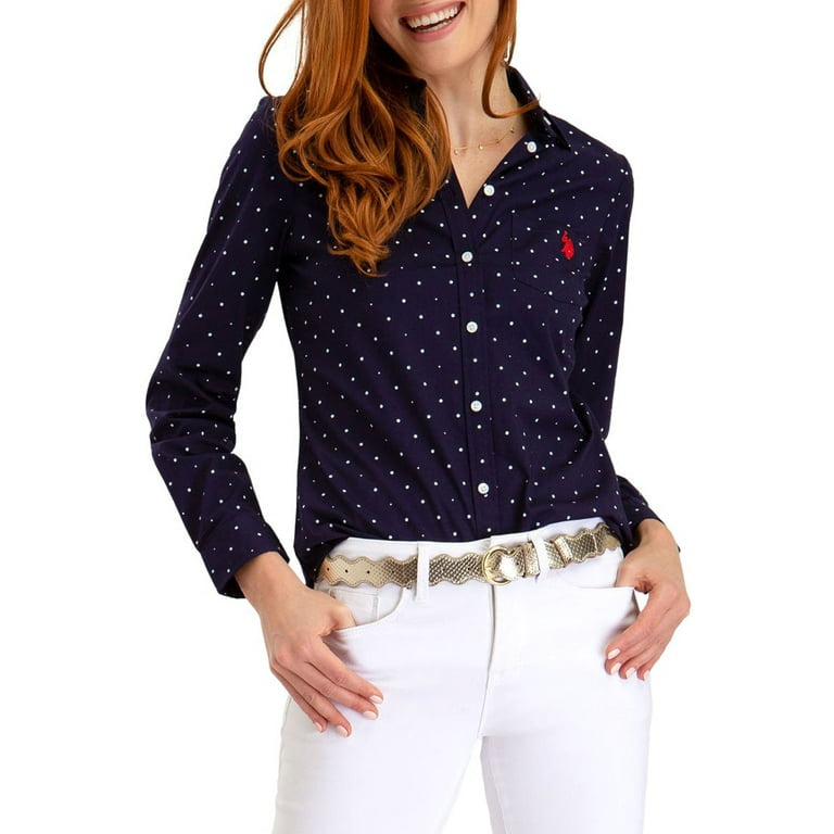 US. POLO ASSN DOT PRINT LONG SLEEVE POPLIN SHIRT