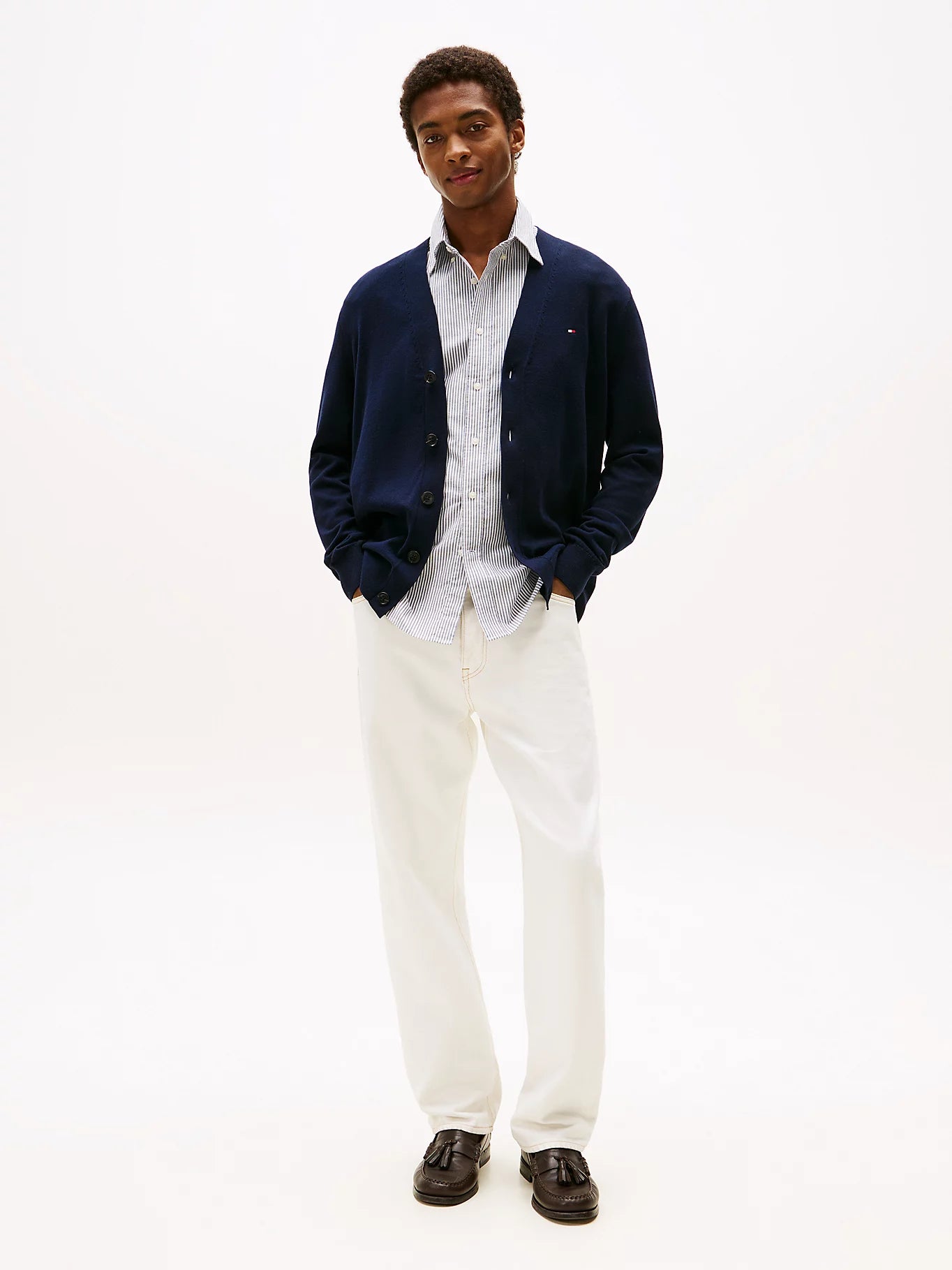 TOMMY HILFIGER Flag Embroidery V-Neck Cardigan
