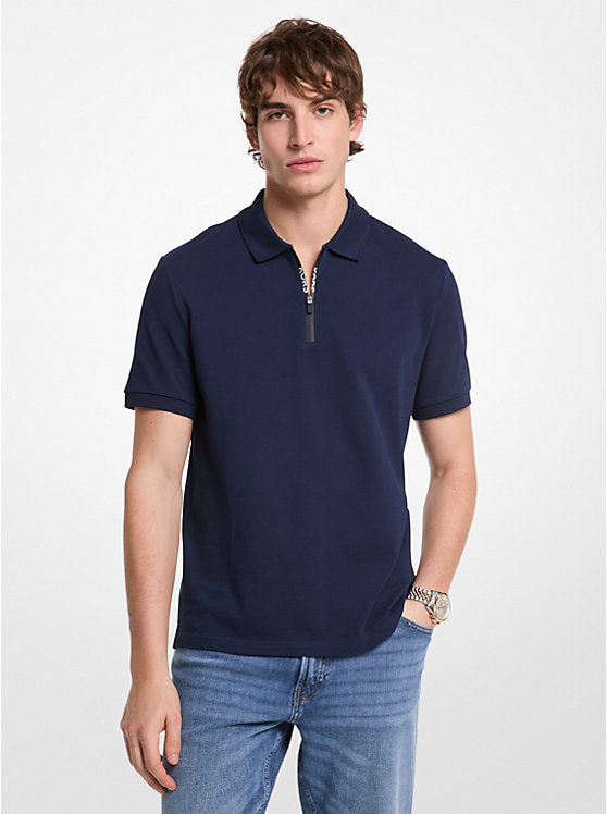 MICHAEL KORS cotton zip-up polo shirt - blue