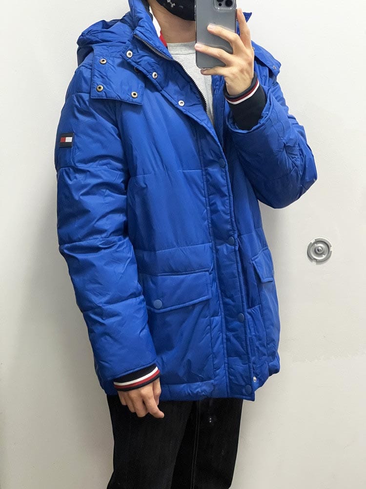TOMMY HILFIGER Men’s Classic Blue Hooded Puffer Jacket