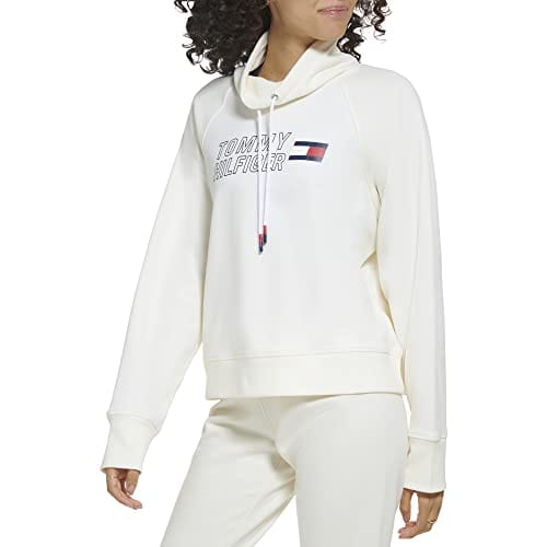 TOMMY HILFIGER Relaxed Fit Fleece Hoodie with Mini Flag Logo