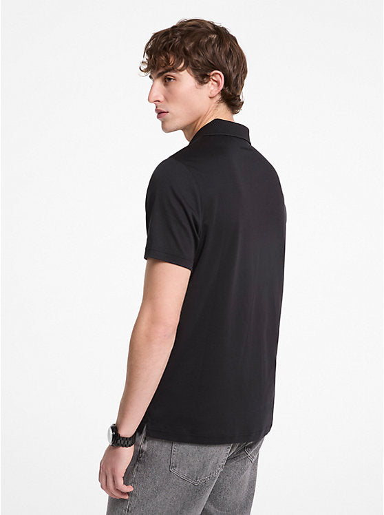 MICHAEL KORS  Cotton And Mesh Collar Polo Shirt - Black