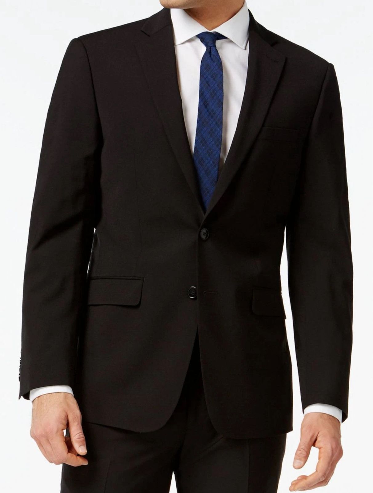 CALVIN KLEIN Mens Slim Fit Navy Blue & black Suit Jacket Sportscoat