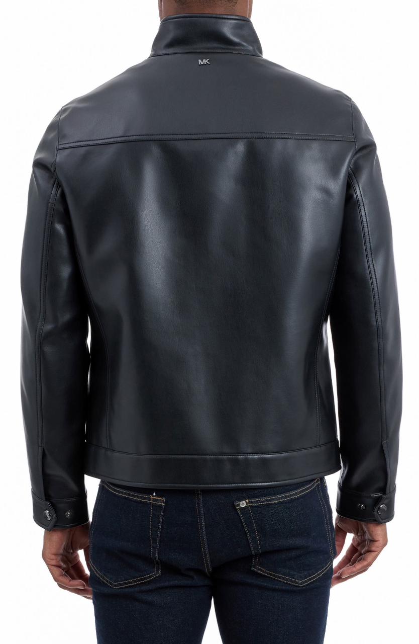 MICHAEL KORS Men's Stand-Collar Faux Leather Zip-Front Jacket