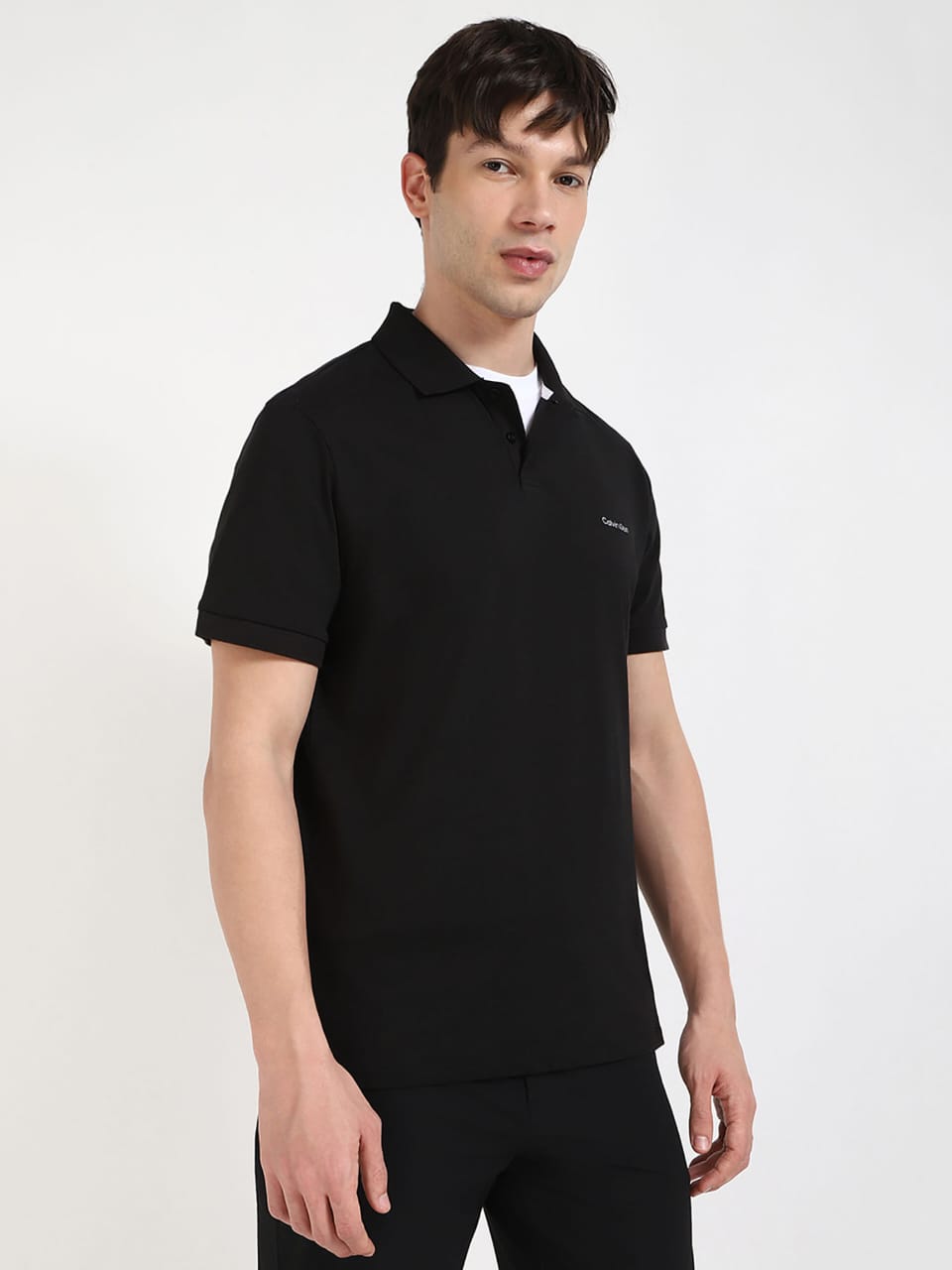 CALVIN KLEIN Black Solid Regular Fit Polo T-Shirt