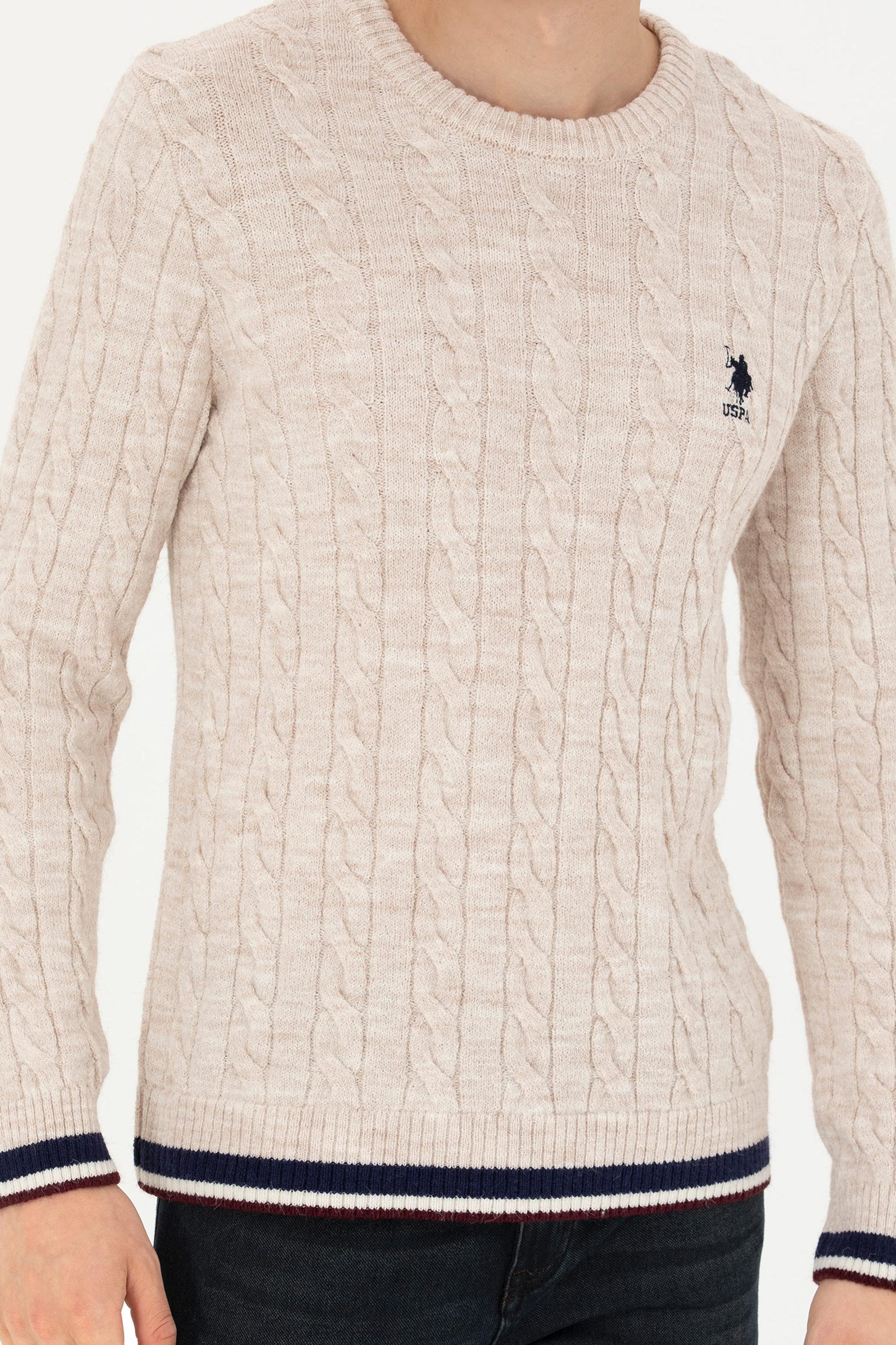 US. POLO ASSN Men's Cream Melange Sweater