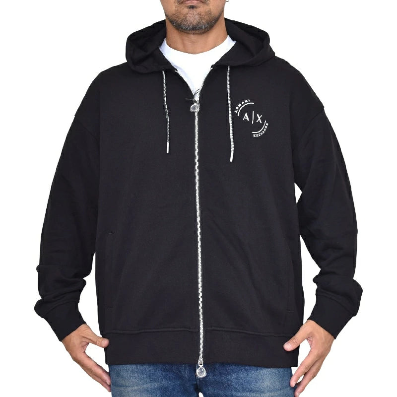 ARMANI EXCHANGE Men's Full-Zip Hoodie with Round Logo