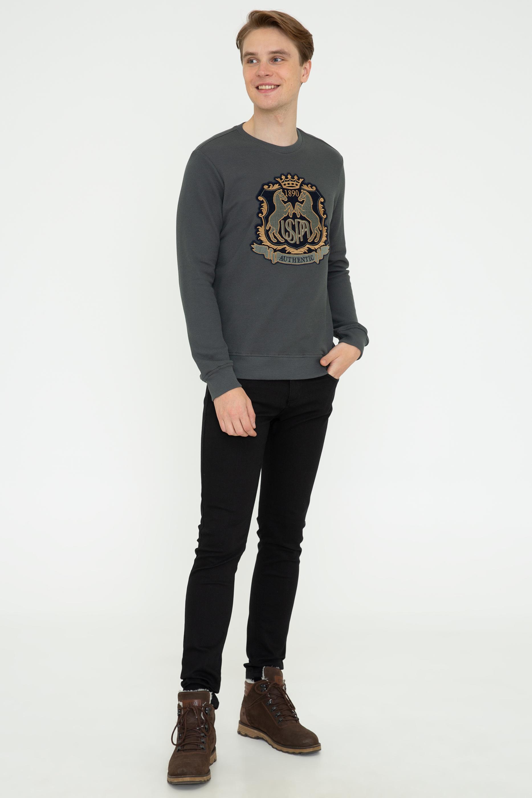 US. POLO ASSN Men's Anthracite Crew Neck Sweatshirt