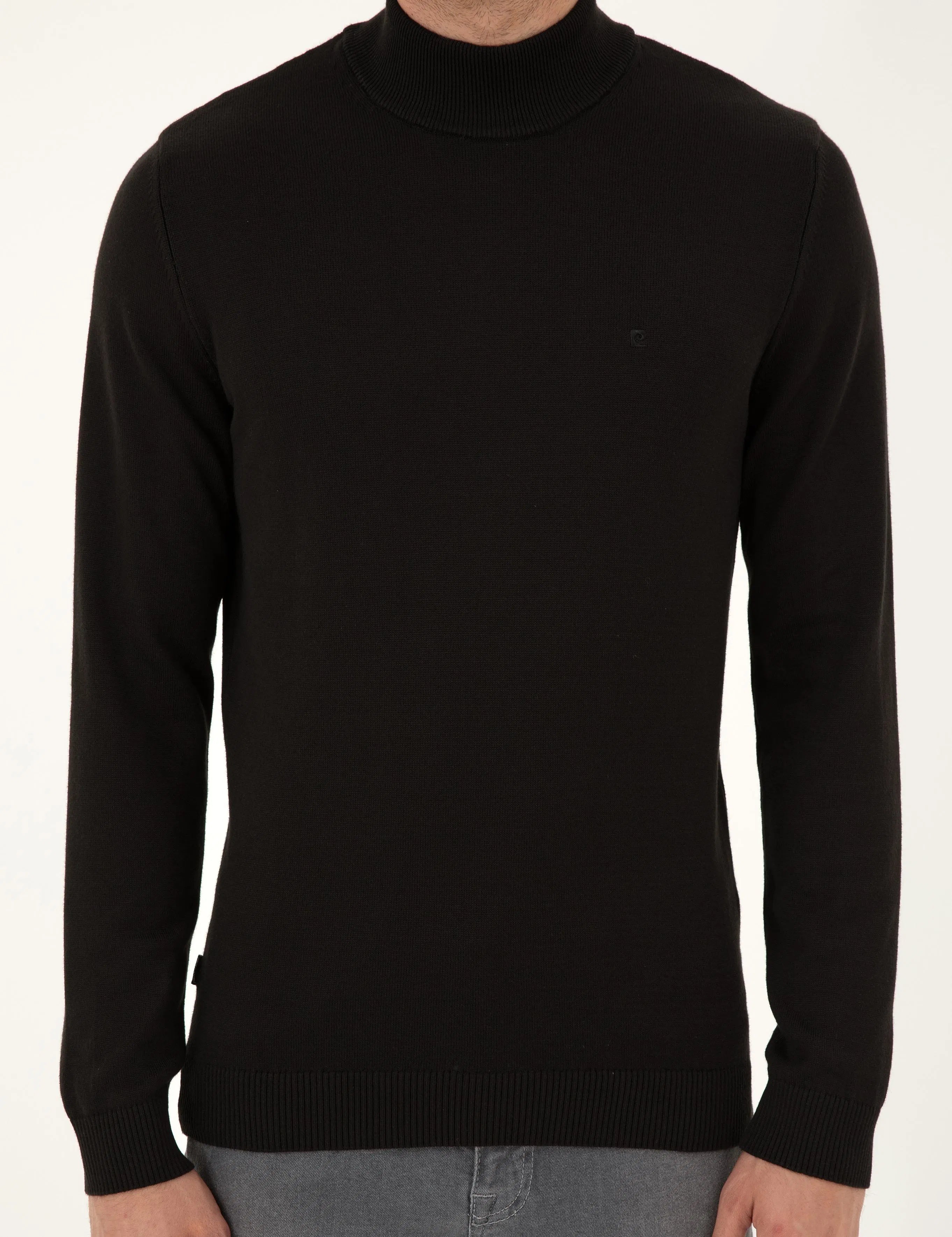 PIERRE CARDIN Anthracite Melange Slim Fit Half Turtleneck Basic Knitwear Sweater