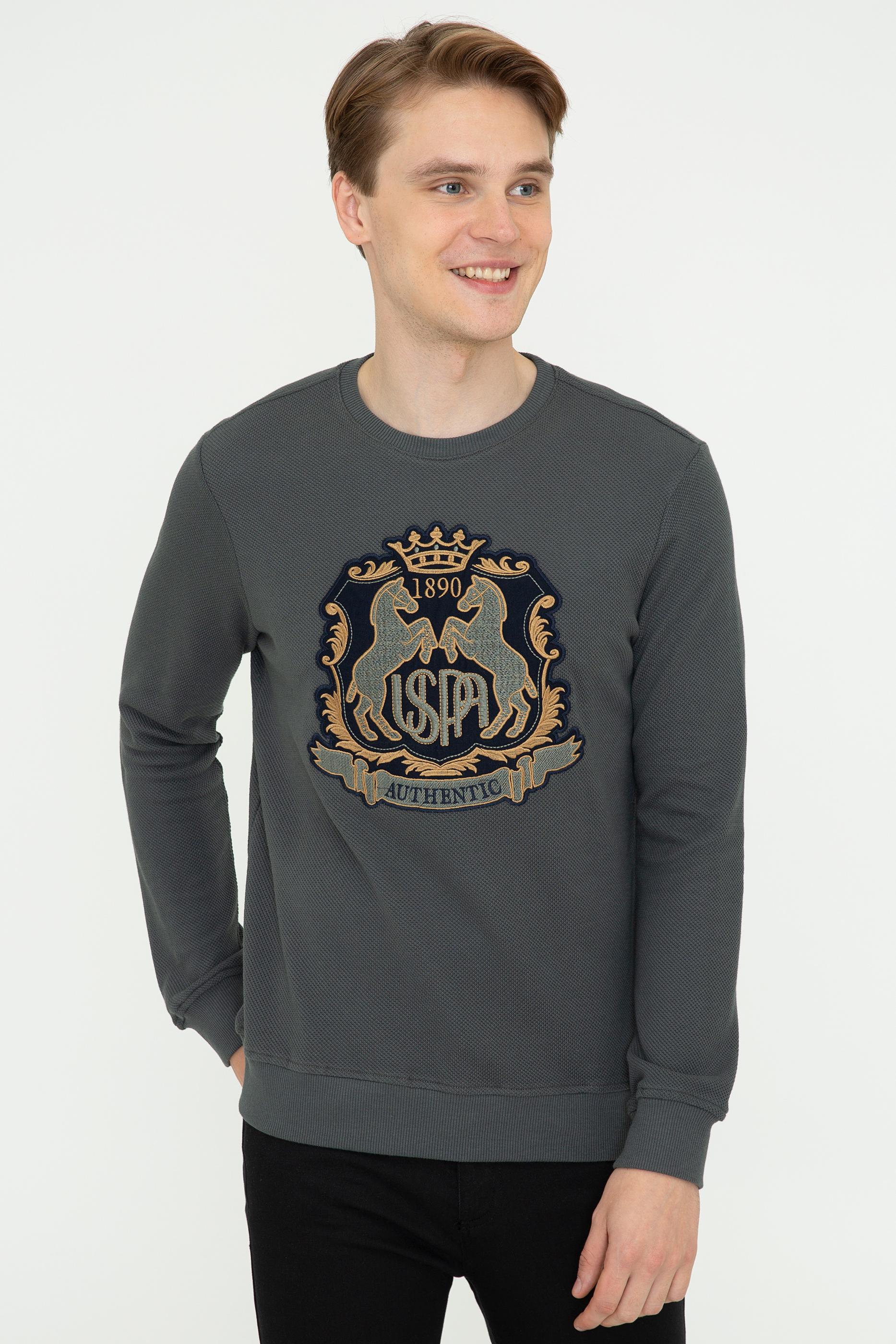 US. POLO ASSN Men's Anthracite Crew Neck Sweatshirt