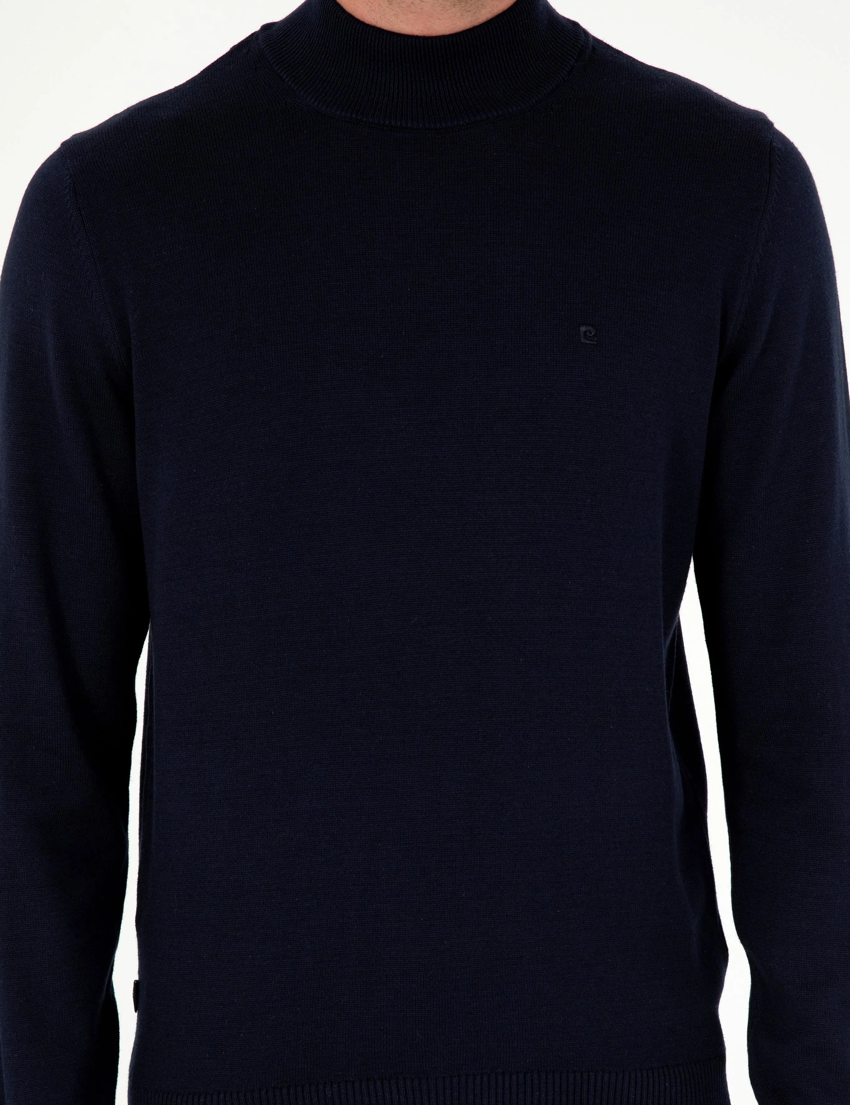 PIERRE CARDIN Anthracite Melange Slim Fit Half Turtleneck Basic Knitwear Sweater