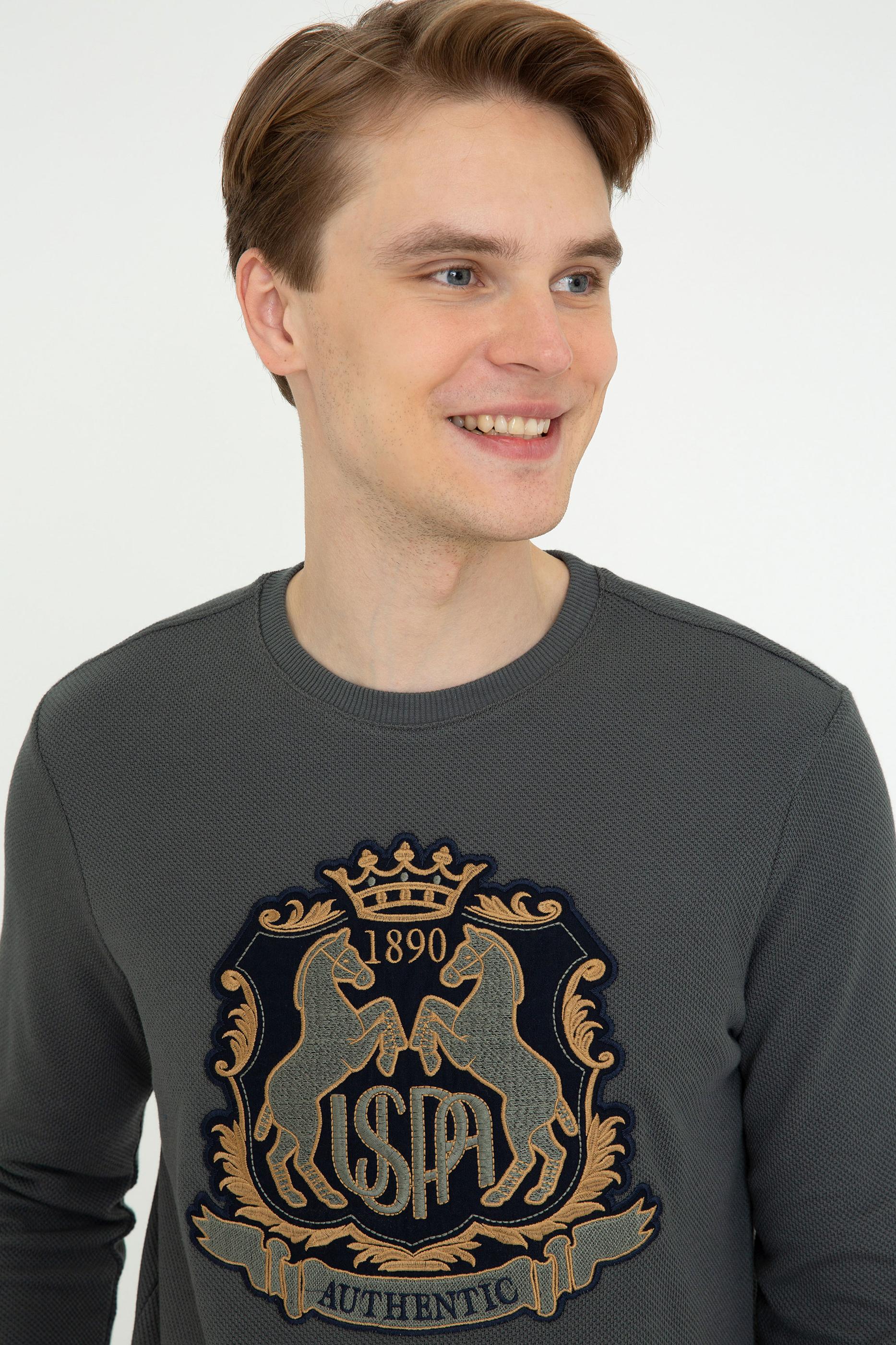 US. POLO ASSN Men's Anthracite Crew Neck Sweatshirt