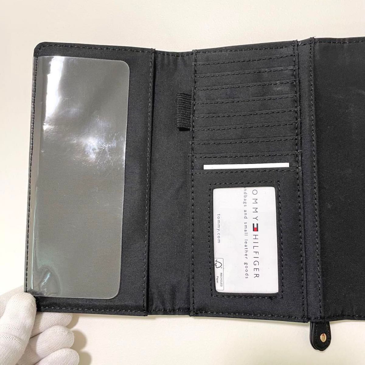 TOMMY HILFIGER long wallet, card case, all-over logo print, black