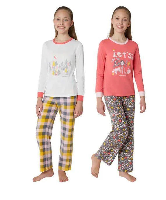 Eddie Bauer Girls 4-Piece Versatile Pajama Sleep Set